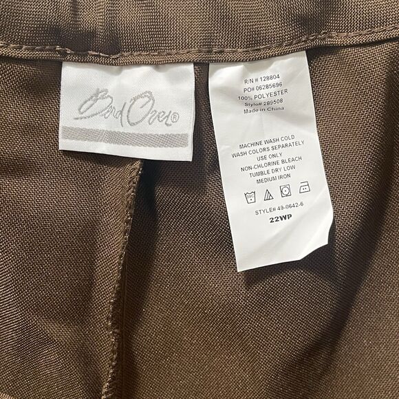 Bend Over Brown Polyester Pants, Pull On, Elastic Waist, Womens Plus Size 22WP - Picture 2 of 3